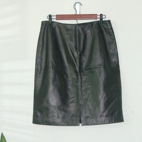 Lord & Taylor Retro Designer Chic Luxury Black Leather Mini Skirt - Picture 2 of 3